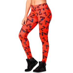 Zumba Dance Tribe Perfect Ankle Leggings Color: Orange You Hot Size: S